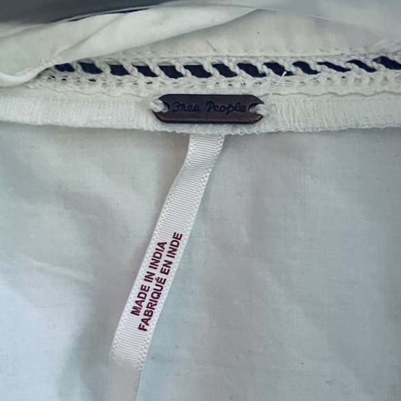 Free People Louella Embroidered Blouse Top Shirt Puff Sleev White Ivory Cotton L - Picture 7 of 17